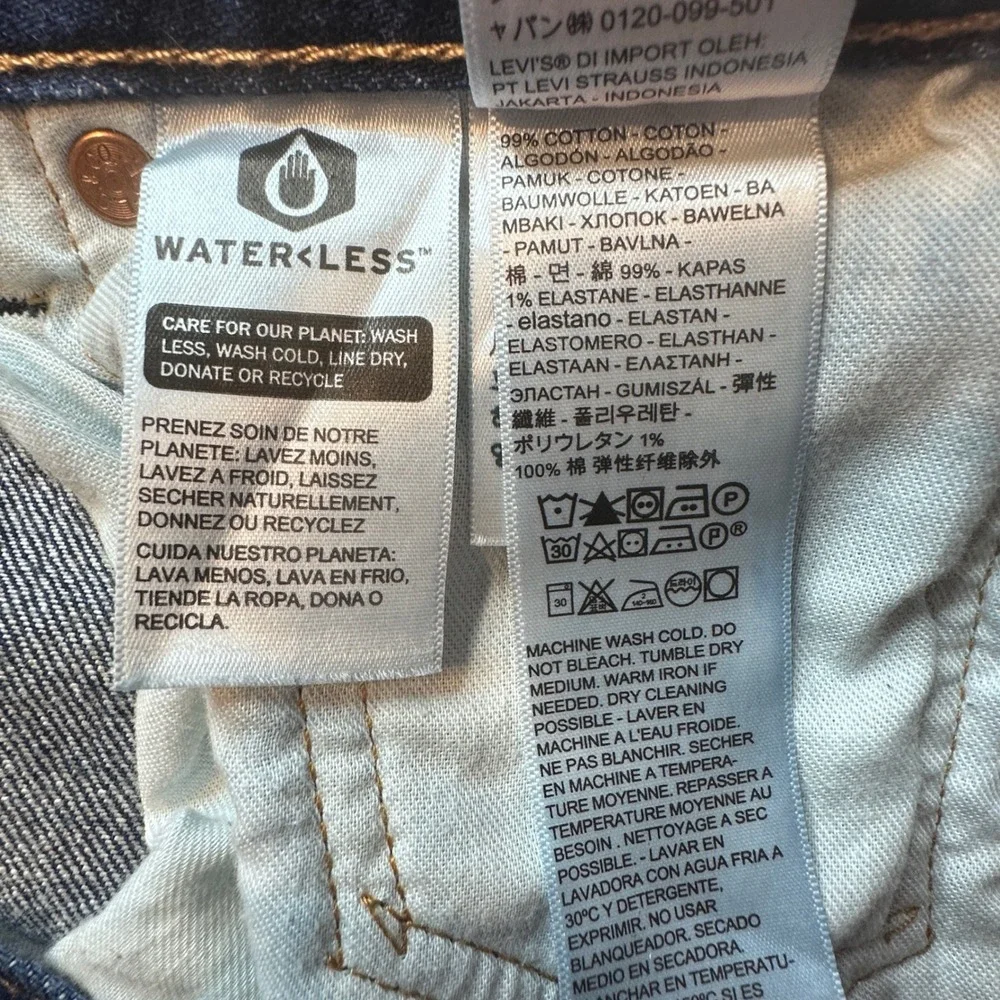 Levi's 501 Jeans Mens 36x29 (36x27) Blue Waterless Straight Leg Button Fly Denim